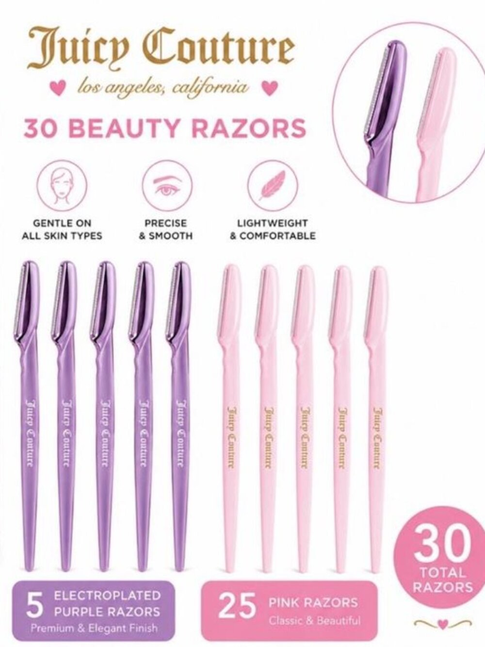 Juicy Couture Set of 30 Face Shavers in cylindrical jar